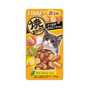 Inaba Soft Bite ขนมแมว ชิ้นนุ่ม รสทูน่าไก่หอยเชลล์ปลาหมึก 25ก. QSC-121