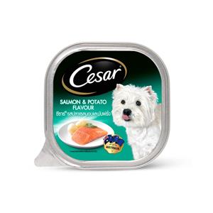Cesar ซีซ่า ถาดสุนัข รสแซลมอนและมันฝรั่ง 100ก.