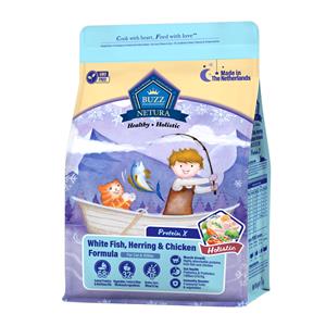 BUZZ Nutera Protien X แมวทุกช่วงอายุ รสปลาเนื้อขาว ปลาแฮร์ริ่ง ไก่