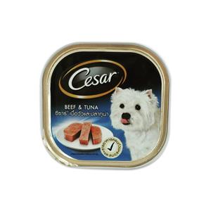 Cesar ซีซ่า ถาดสุนัข รสปลาเนื้อวัวและปลาทูน่า 100ก.