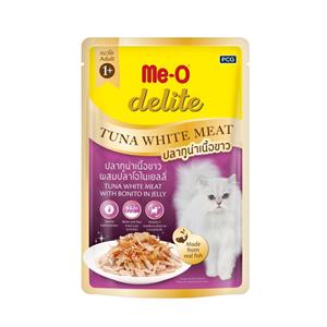 (โหล) 12x70ก. Me-o Delite เพาซ์แมว รสทูน่าเนื้อขาวปลาโอเจลลี่
