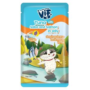 (โหล) 12x75ก. Vif เพาซ์แมว รสซาบะแซลมอนเจลลี่