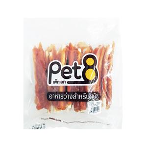 Pet8 ขนมสุนัข สันในไก่ห่อแท่งเกลียว 5นิ้ว JJA44 450ก.