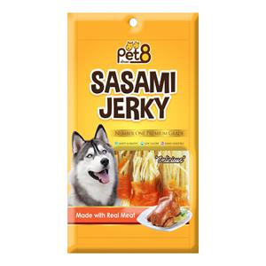 Pet8 ขนมสุนัข ไก่พันปลาเส้นทาโร่ JJ11 50ก.