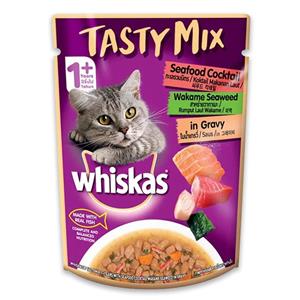 Whiskas Tasty mix เพาซ์แมว รสทะเลรวมสาหร่าย