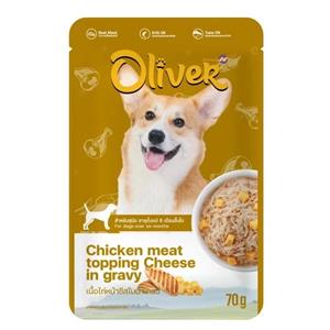 (โหล) 12x70ก. Oliver เพาซ์สุนัข รสไก่ชีสเกรวี่