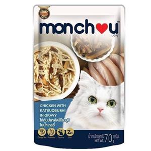 Monchou เพาซ์แมว รสไก่คัตสึโอะเกรวี่ 70 g.