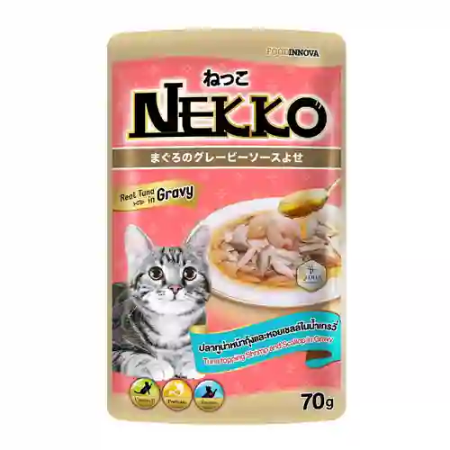 Nekko เพาซ์แมว รสทูน่ากุ้ง เกรวี่ 70ก.