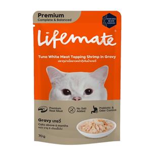 (โหล) 12x70ก. Lifemate เพาซ์แมว รสทูน่าขาวกุ้งเกรวี่