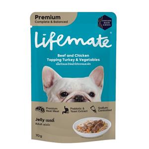(โหล) 12x70ก. Lifemate เพาซ์สุนัข รสเนื้อวัวไก่งวงผักเยลลี่