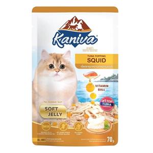 (โหล) 12x70ก. Kaniva เพาซ์แมว รสปลาหมึกเยลลี่